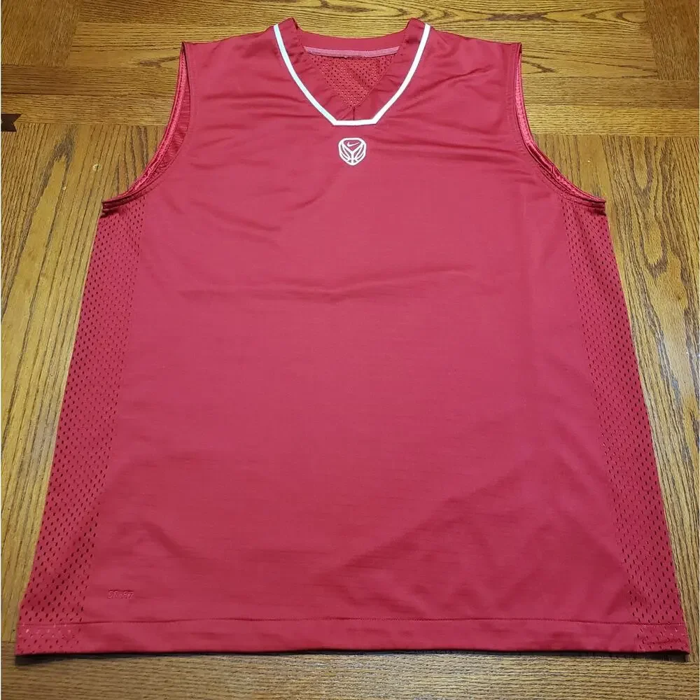 Vintage 90s Y2K Nike Shirt Men Extra Large Red White Hoop Tech Dri Fit Tank Top